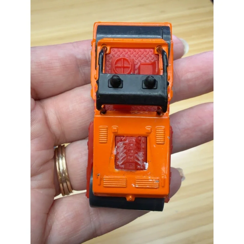 Vintage Toy Construction Vehicle Lot Matchbox Road Roller Crane Pull Back Truck